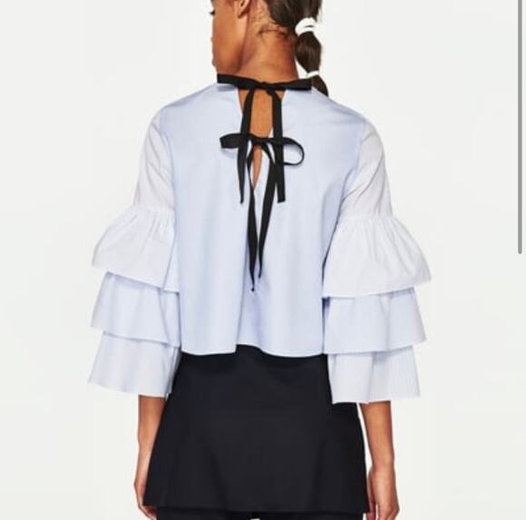 Zara Tops - Zara Trafaluc collection blue three layer sleeve top blouse